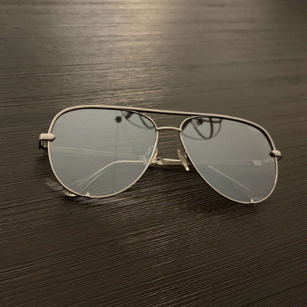 Quay Australia x Desi Perkins High Key Silver Aviator Sunglasses